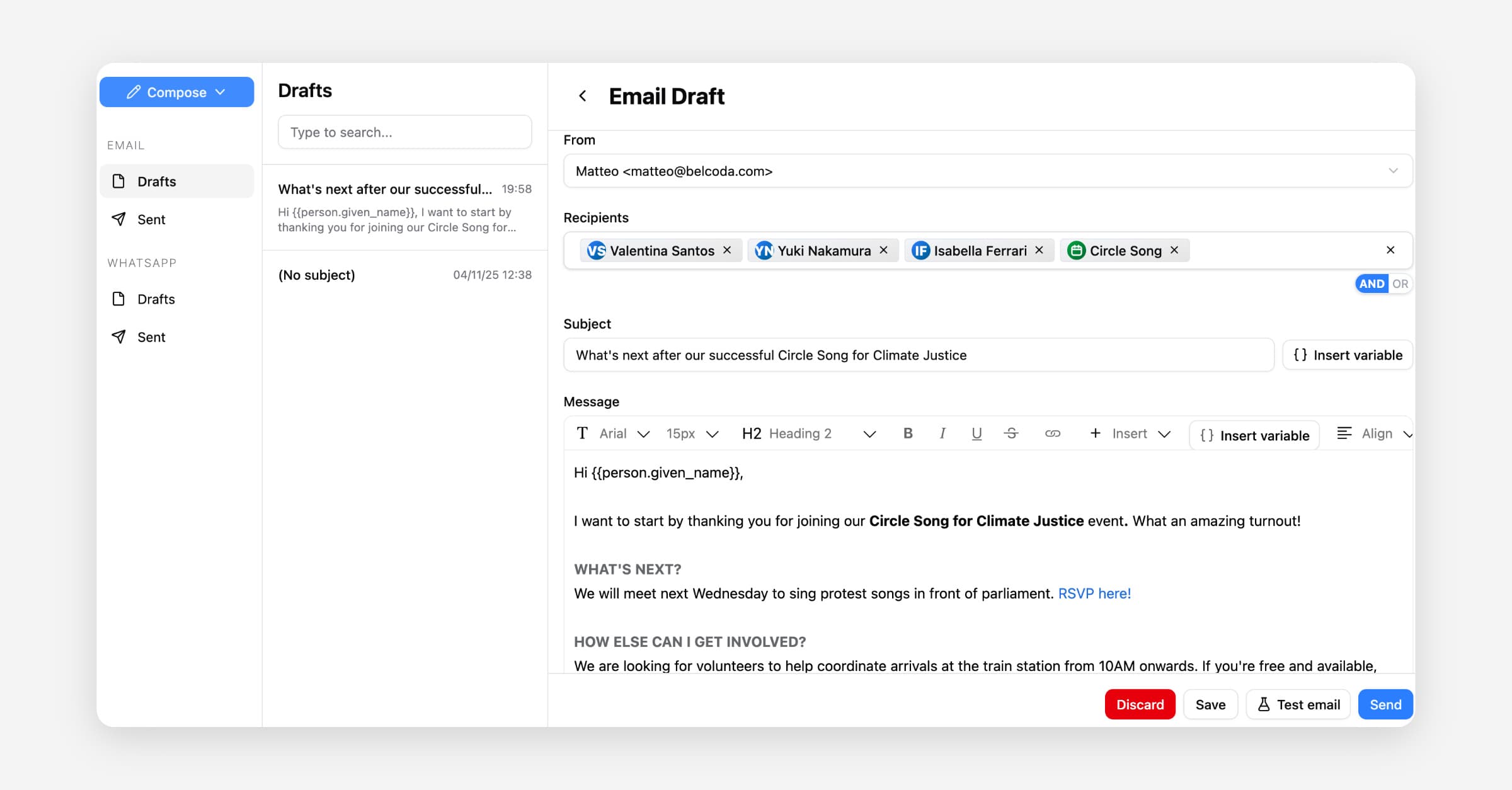Email communication